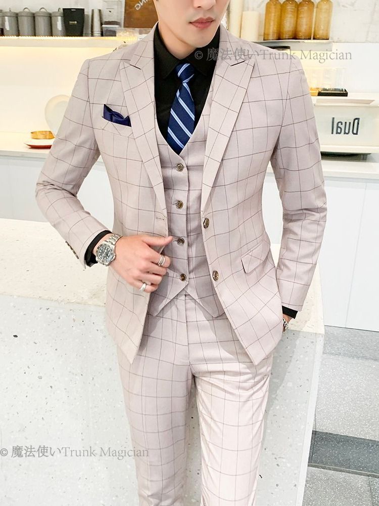 ジャケット スリーピース パンツ チェック柄 ベスト ２色 CCVZ1026P195 KANDAIZUMI_COM