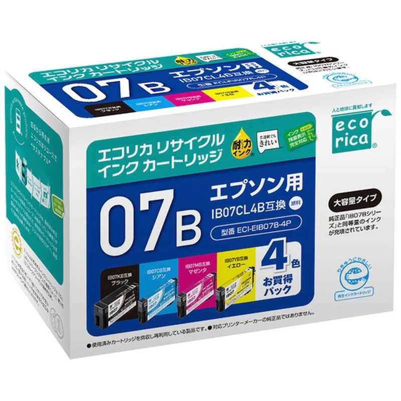 【新品 未使用 未開梱】 エコリカ　互換リサイクルインクカートリッジ ［エプソン IB07CL4B］ 4色BOX品　ECI-EIB07B-4P