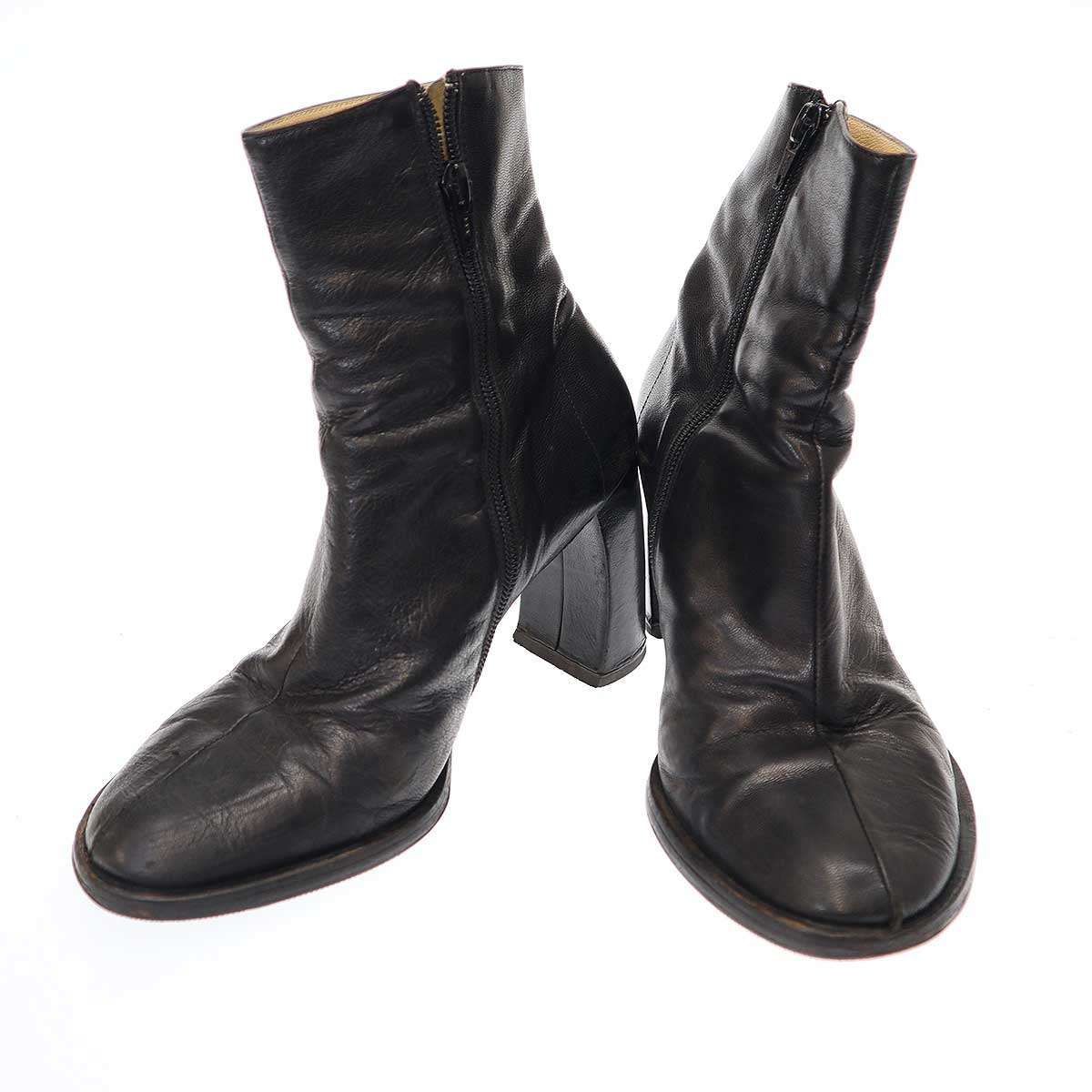 ANN DEMEULEMEESTER アンドゥムルメステール カーブヒールサイドジップ 
