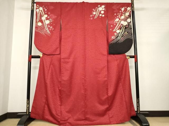 平和屋着物●小振袖 二尺袖 辻が花 舞花文 洗える着物 AABC8093ck