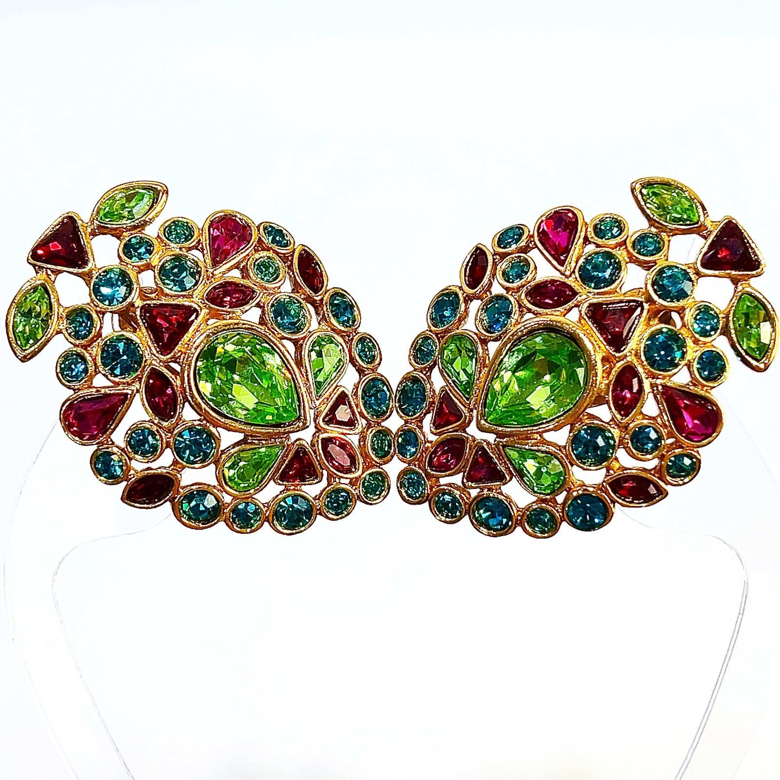 Yves Saint Laurent イヴ サンローラン ラインストーン 大ぶり イヤリング GP マルチ レディース aua70911r61021