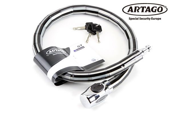 ARTAGO 5310 アルタゴ 53art 特殊鋼材 スチールリンク ロック 100cm ラバーコーティング 太13φスチールリンク セキュリティー 高強度 防犯 鍵 キー3本付