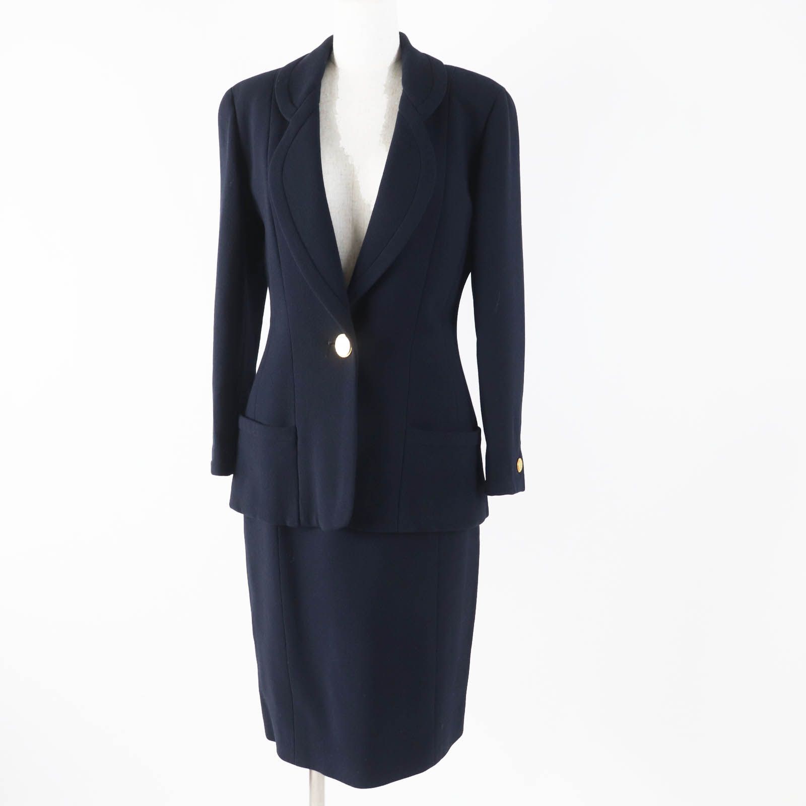 シャネル紺色スーツ 美品】 CHANEL シャネル スーツ セットアップ ネイビー
