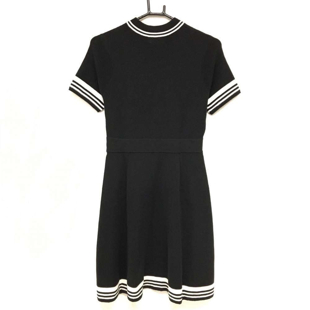 CPG 半袖ニットワンピース 黒×白 肩ボタン 立体ロゴ レディース 2 M ゴルフウェア 2025年モデル CPG
