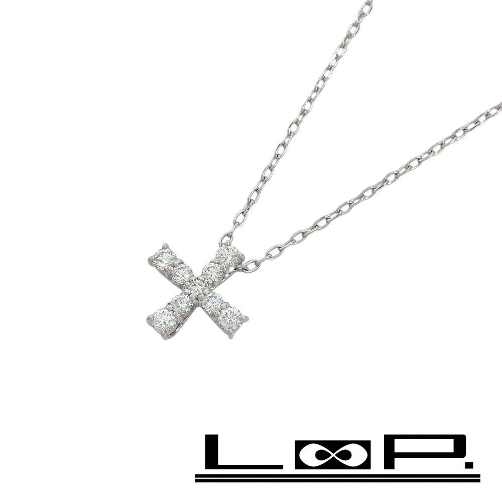 □新同□ ミキモト ネックレス ダイヤ D0.31ct K18 ホワイトゴールド  