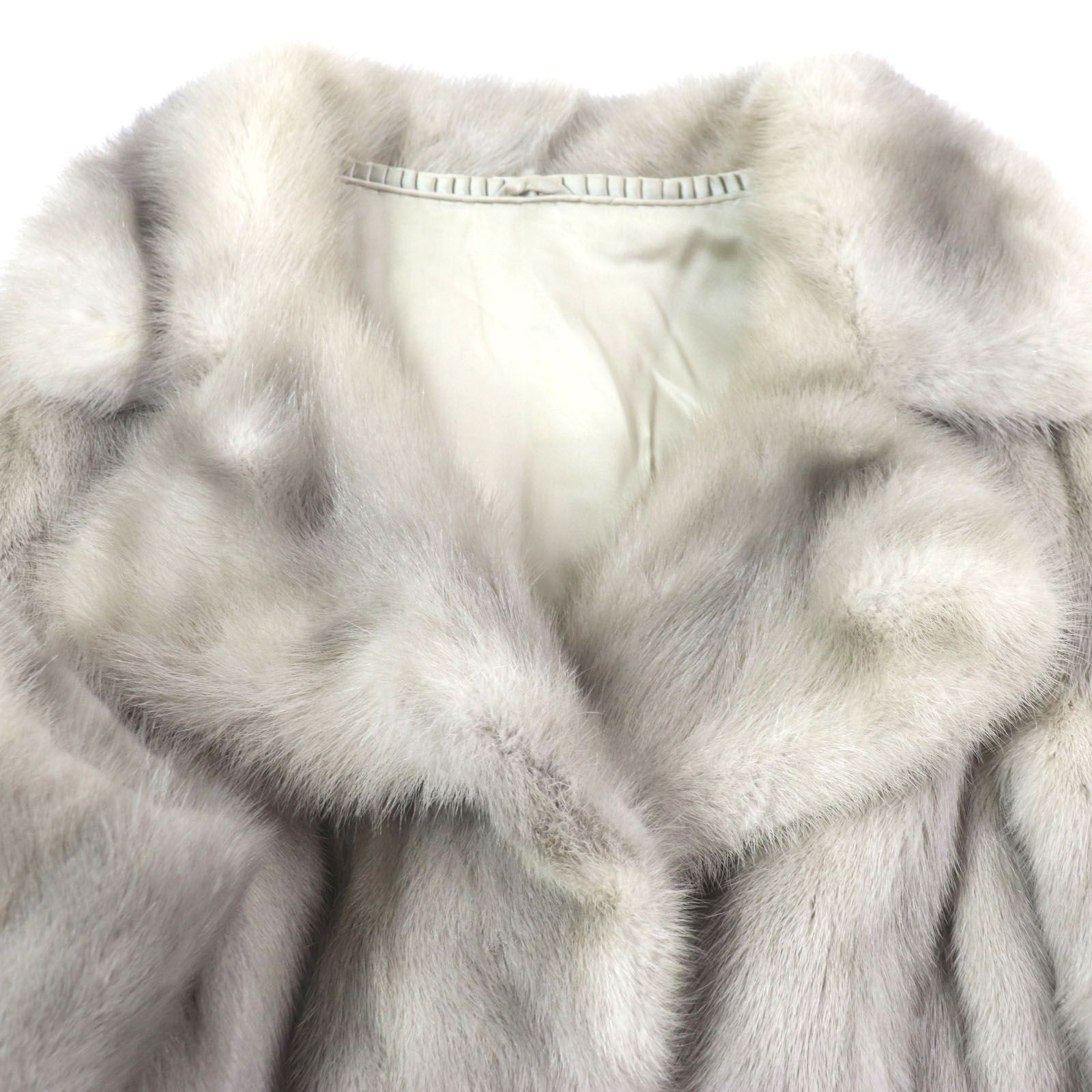 良品▽サファイアミンク MINK 本毛皮ロングコート ライトグレー