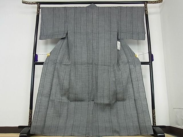 平和屋1■極上　夏物　織物の名産　近江ちぢみ　間道　錫色　麻　証明書付き　逸品　新品　2s500473 平和屋1□極上 夏物 織物の名産 近江ちぢみ 間道 錫色 麻 証明書付き