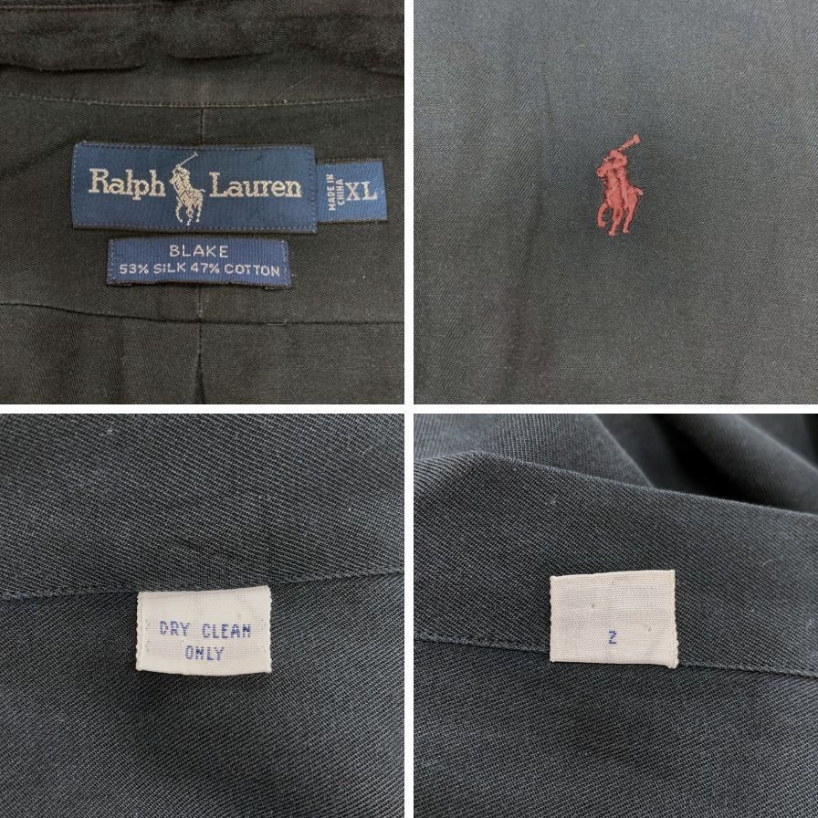 ラルフローレン ボタンダウンシャツ シルク混 ネイビー サイズXL【LA  