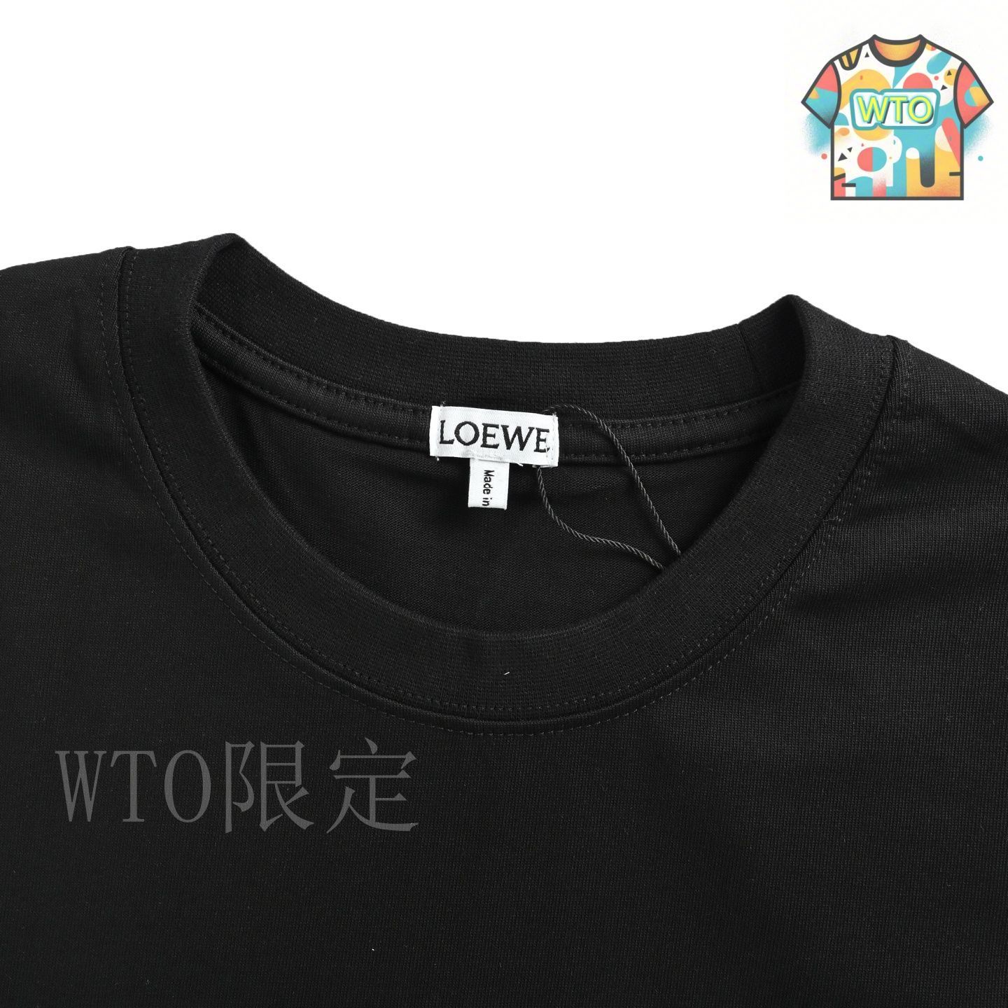 LOEWE ブラック ロゴ刺繍 Tシャツ LOEWE - LOEWE Tシャツ 半袖 刺繍ロゴ ワンポイント ブラック S