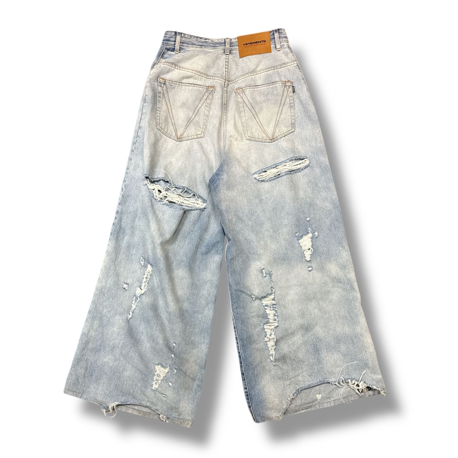 VETEMENTS ワイドレッグダメージデニムパンツ ジーンズ ワイドパンツ