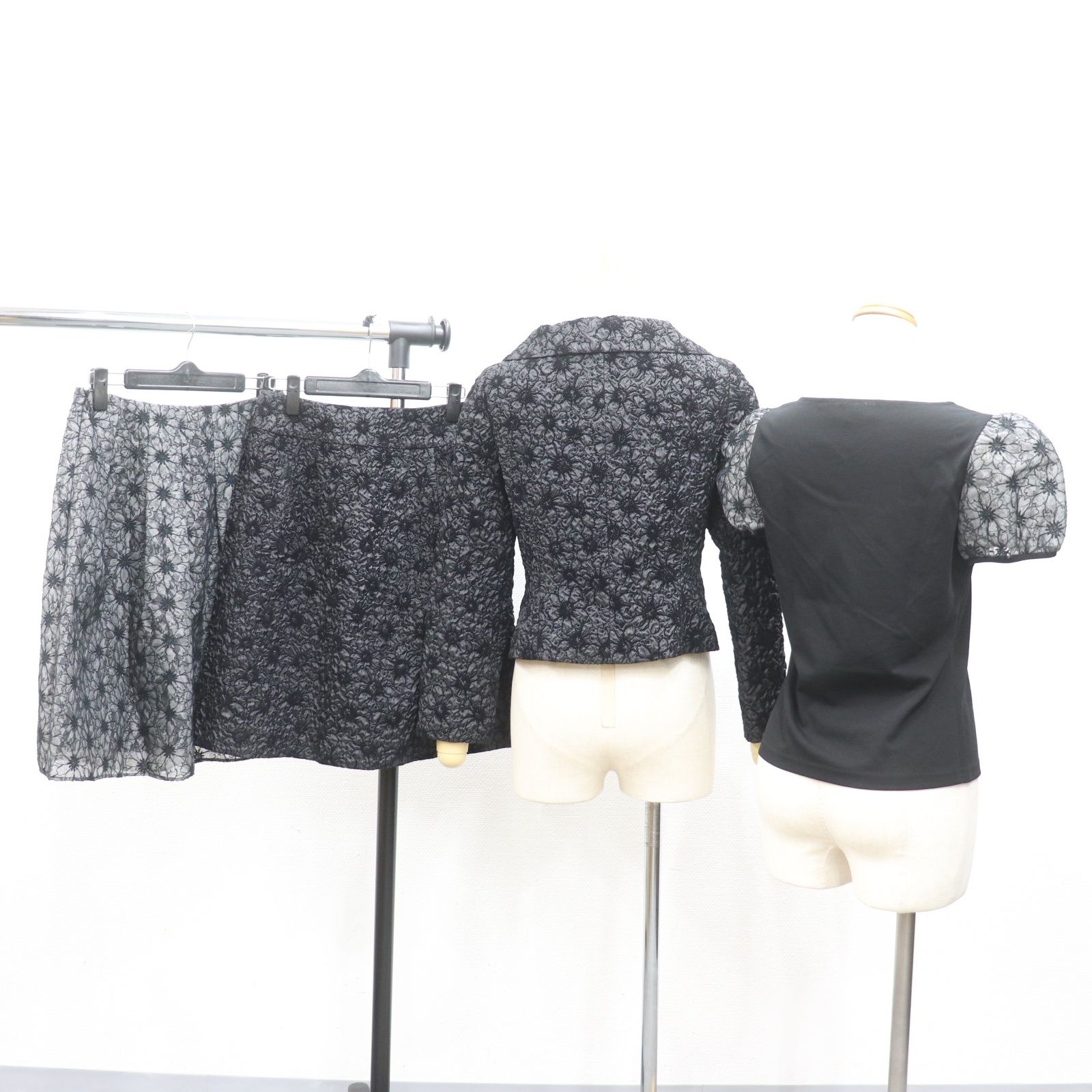 IT3SV5LAZEFG M s gracy エムズグレイシー 花柄 ジャケット トップス スカート 4点 セットアップ レディース ブラック サイズ 38