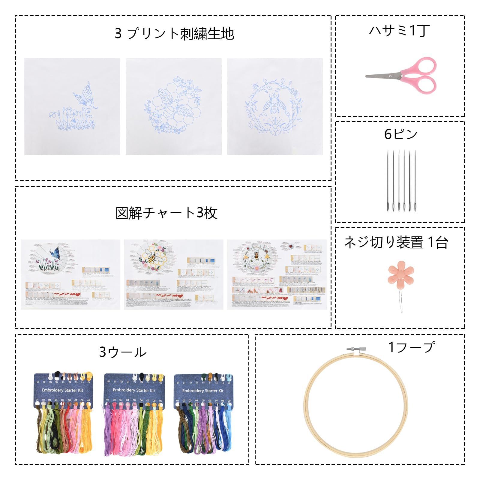人気商品】手作り プレゼント 刺しゅう 手芸キット刺繍工具付き