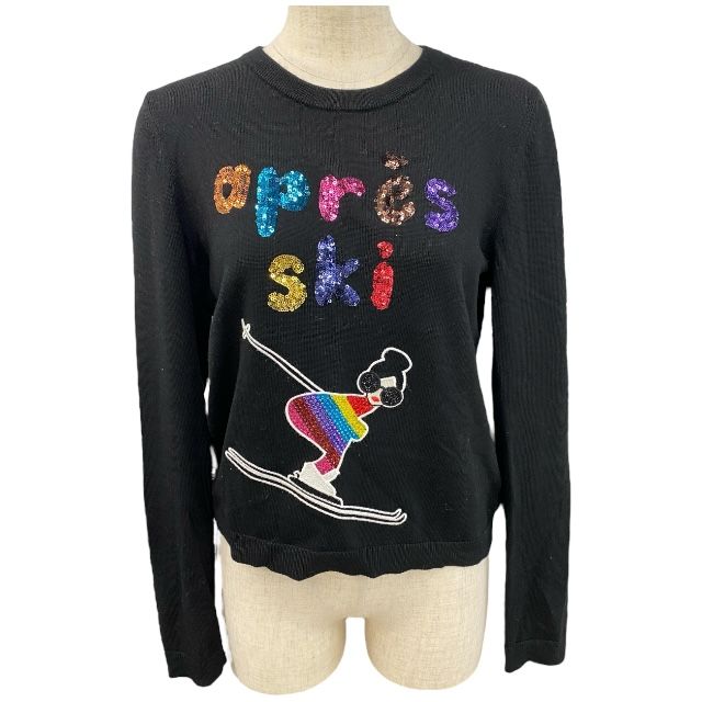 アリスアンドオリビア ニット セーター トップス スパンコール クルーネック 長袖 ロゴ ブラック マルチ alice olivia レディース 感 上品デザイン 人気モデル