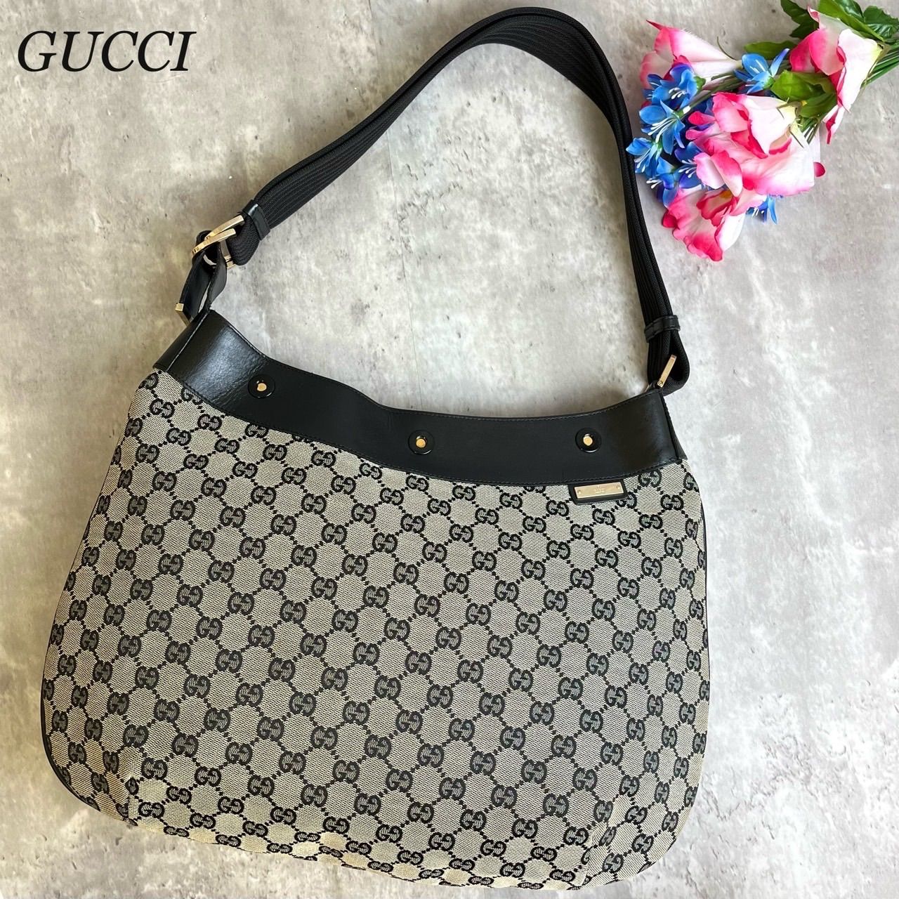 美品 グッチ ショルダーバッグ 2way ブラック パテントレザー バンブー 