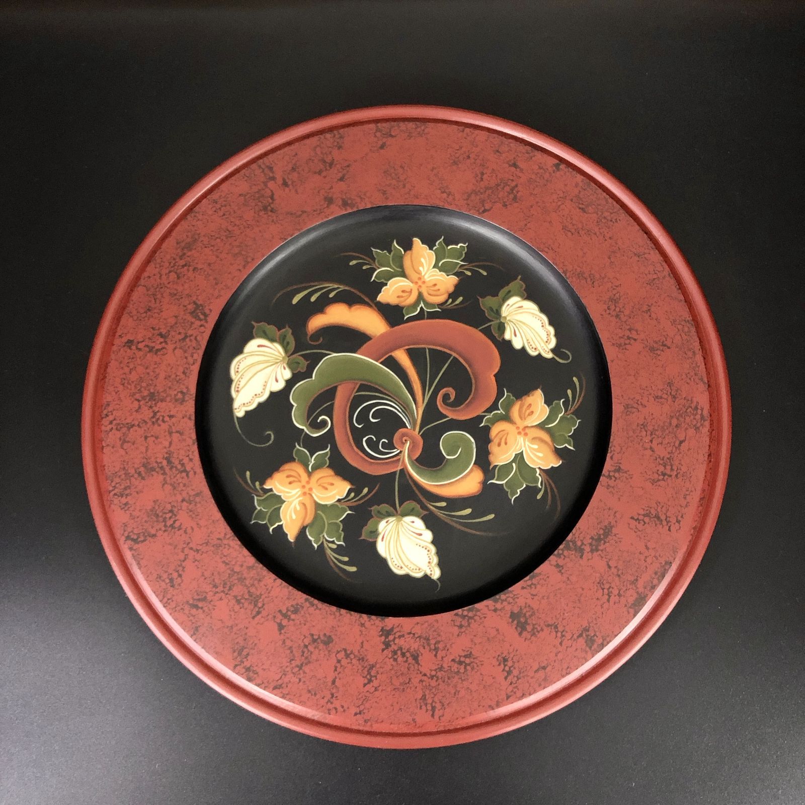 トールペイント　ローズマリングの絵皿 トールペイント ローズマリングの絵皿