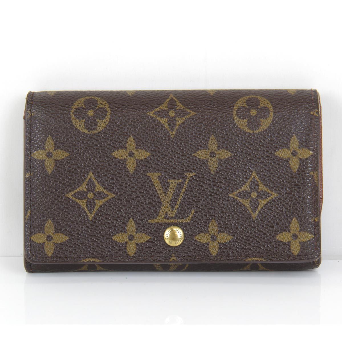 ルイヴィトン 折り財布 ポルトモネビエトレゾール モノグラム ブラウン PVC