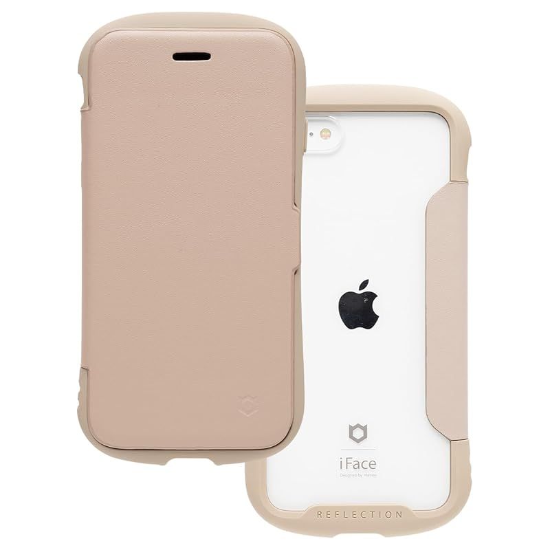 iFace Reflection iPhone SE(第3世代/第2世代)/8/7 ケース 手帳型 クリアケース (ベージュ)【 アイフェイス スマホケース 耐衝撃 アイフォン se3 se2 8 7 手帳 ダイアリーケース カード収納 ポリカーボネー