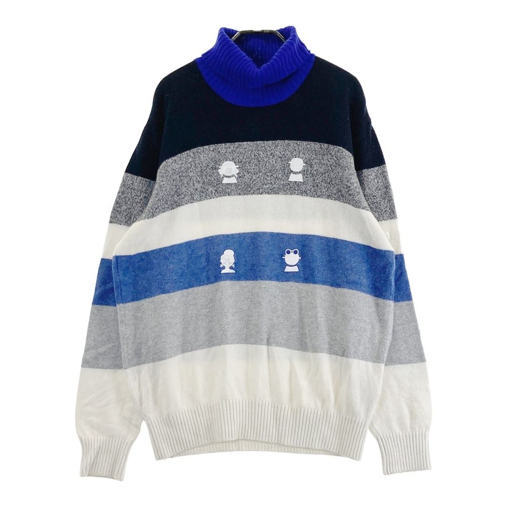 サイズ：50 PICONE CLUB　ピッコーネクラブ  タートルネック ニットセーター ボーダー柄 グレー系 [240101495325] ゴルフウェア メンズ ストスト