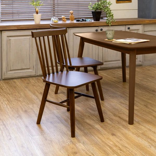 シンプル ダイニングチェア 2脚セット ブラウン 椅子 ウィンザーチェア