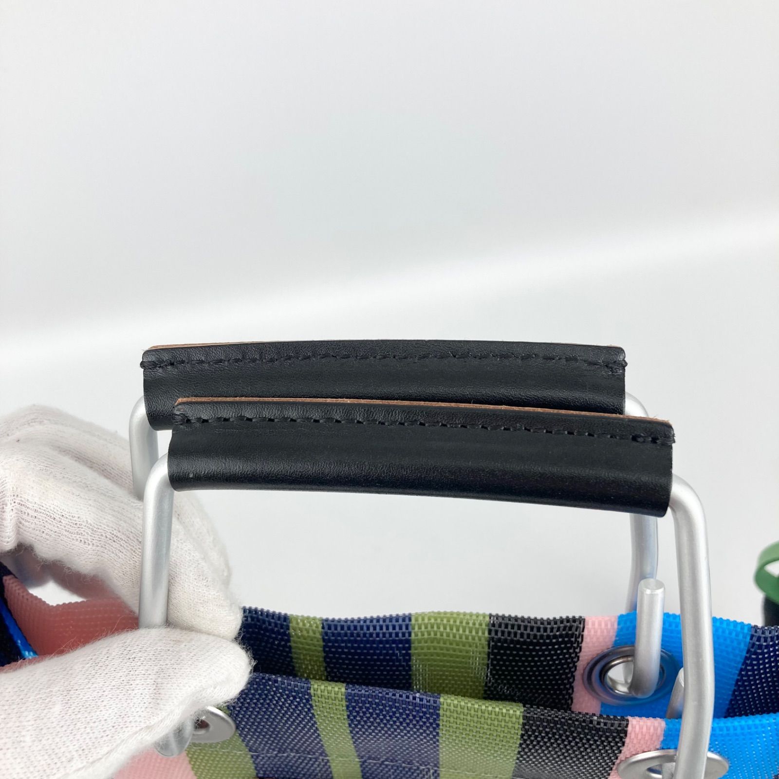 MARNI マルニ マーケット ストライプ ミニ グリーンブルー ナイロン 