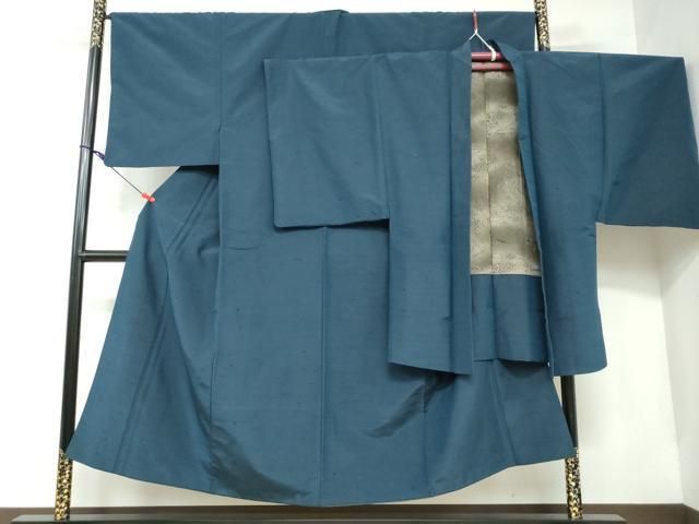 平和屋着物●男性 紬 アンサンブル 長羽織 千歳袖 褐返色 反端付き 正絹 DAAW5469ud