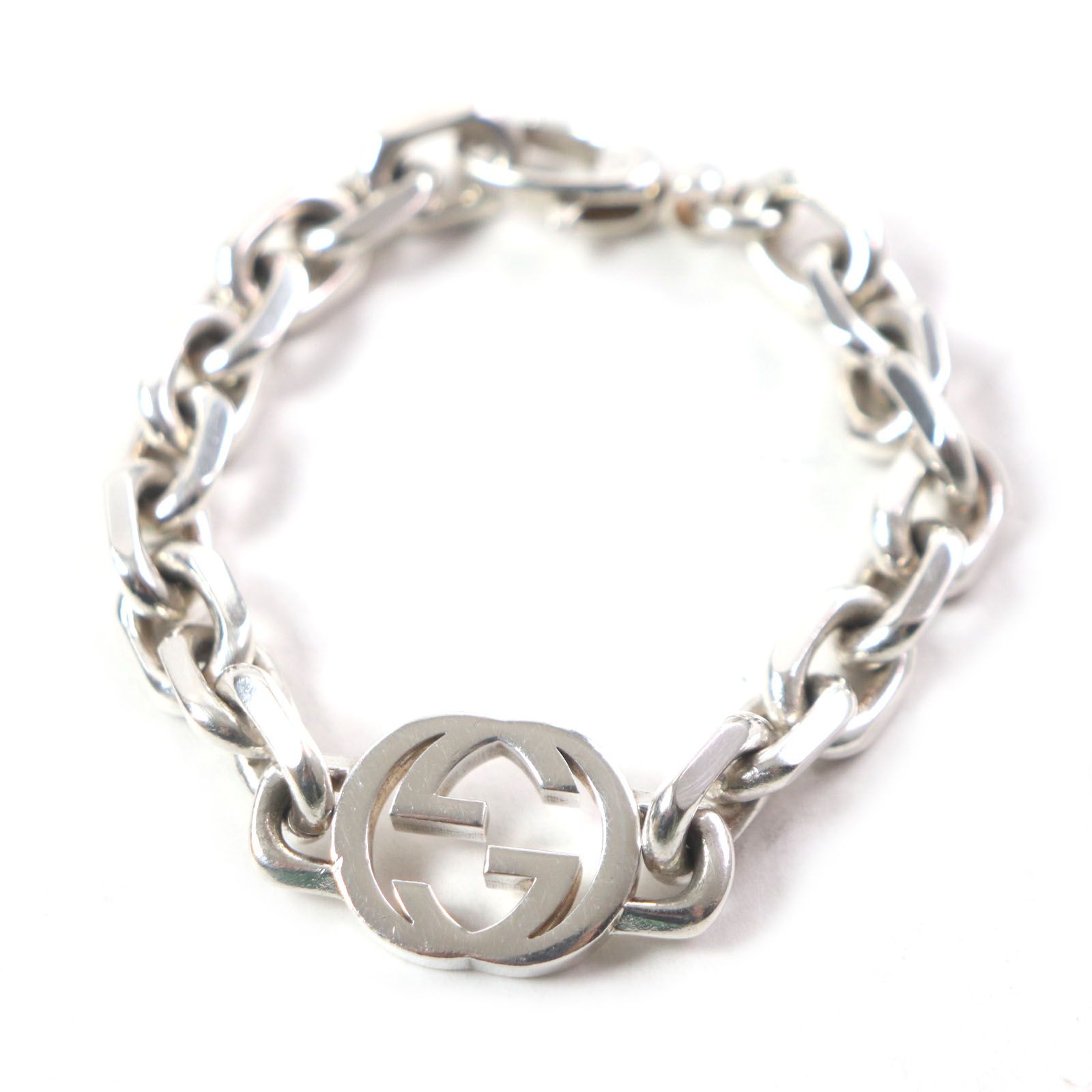 GUCCI グッチ 627068 インターロッキングG チェーン ブレスレット AG925 シルバー 18 箱 保存袋付き イタリア製 重量46.9g メンズ 定価79 200円