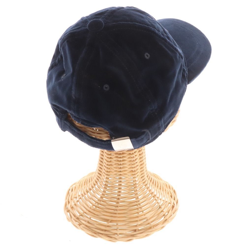 □ モンクレール キャップ 帽子 ロゴ ワッペン ベロア メンズ ネイビー