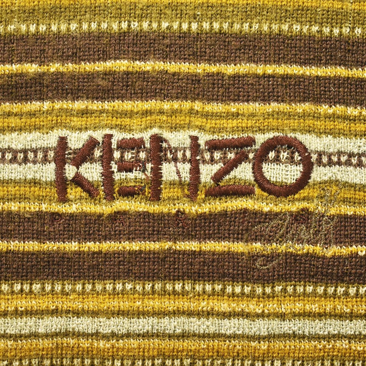 90sヴィンテージ ケンゾー KENZO ニットセーター ボーダー柄 茶色x黄色 