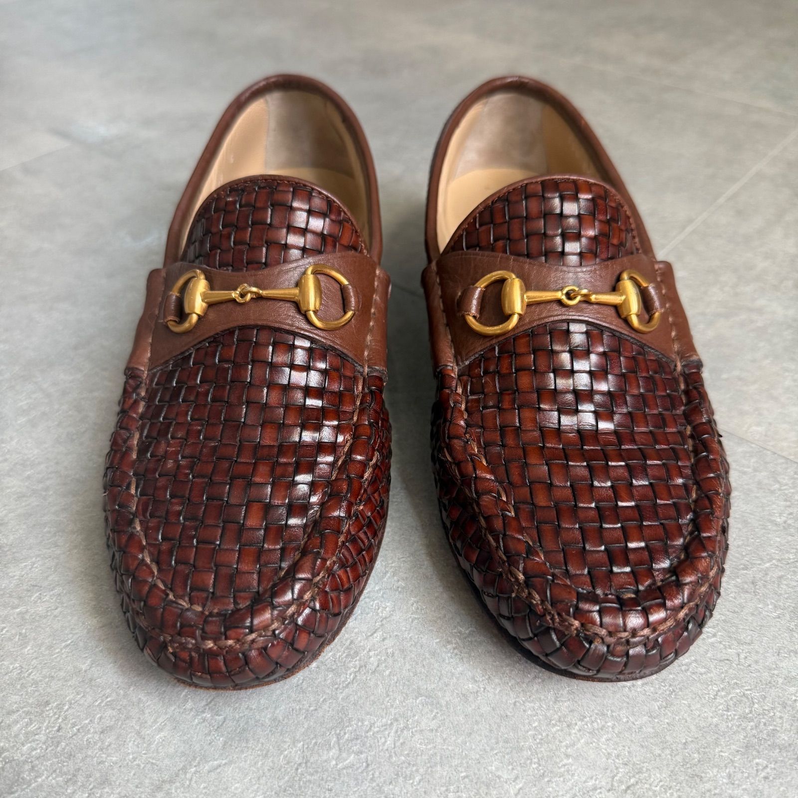 希少 GUCCI グッチ ホースビットローファー 編み込みデザイン