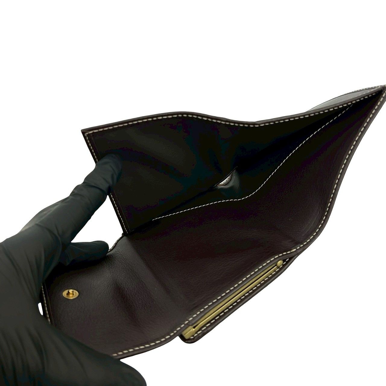 年末感謝 ♥保管品 CELINE セリーヌ マカダム ブラゾン トリオンフ 柄 キャンバス レザー 本革 がま口 三つ折り財布 ウォレット ブラウン 49975 限定特価