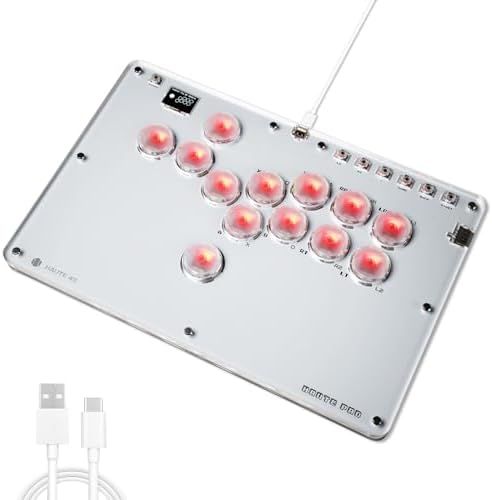 Haute42 レバーレスコントローラー アケコン レバーレス薄型ロープロ13ボタン for PC|Switch|PS4 PS3 RGB LEDライトDIY ホットスワップ 天板広め 連射機能 格闘ゲームコントローラー 日本語説明書付き