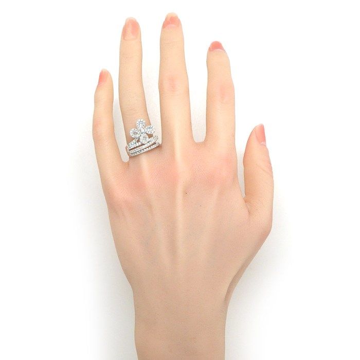 ダイヤモンド】 リング フラワー パヴェ ダイヤモンド 計0.99ct K18WG  