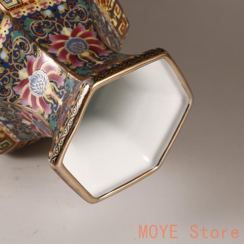 清乾隆琺瑯彩花鳥六方瓶 景徳鎮 陶磁器 装飾品 現代工芸品 美術