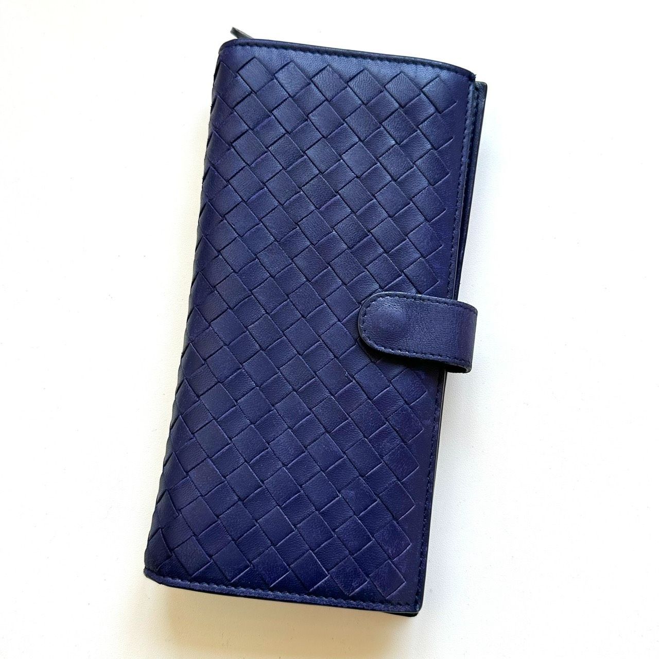 ボッテガヴェネタ BOTTEGA VENETA 長財布 イントレチャート ブルー