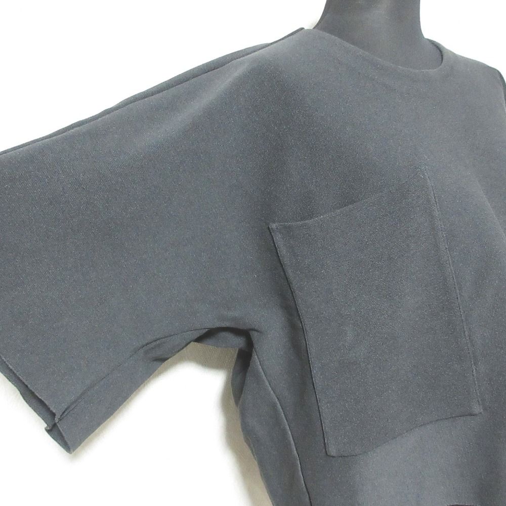 美品 23SS LOHEN ローヘン ミラノリブクロップドニット ハーフスリーブ プルオーバー カットソー LH23SS-KN010 F ダークグレー レディース 古着 中古 美品 23SS LOHEN ローヘン ミラノリブクロップドニット ハーフ