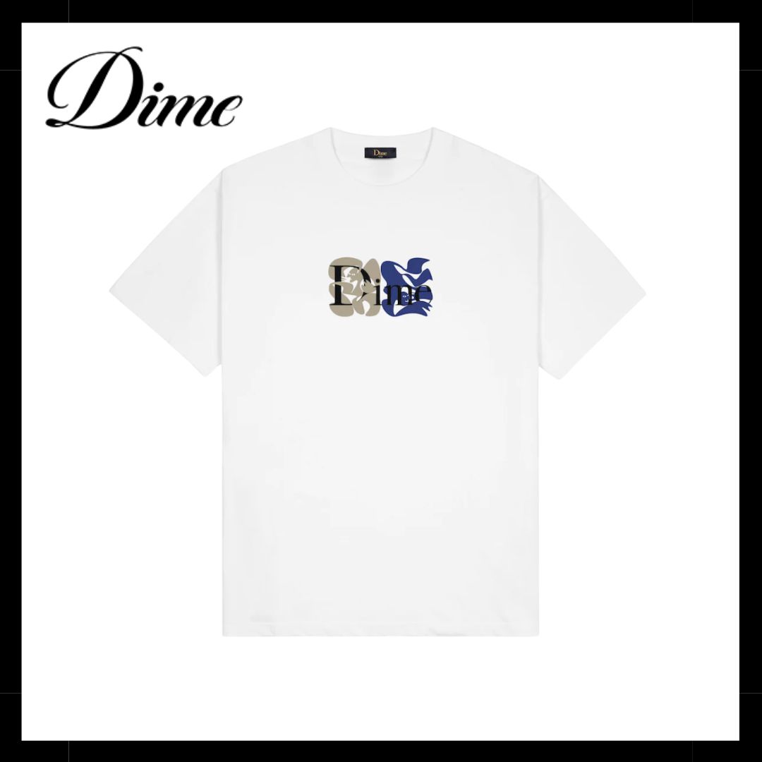 DIME★ダイム クラシックデュオ 半袖 コットンTシャツ ロゴ入り Dime Classic Duo T-Shirt / White (ダイム Tシャツ / 半袖
