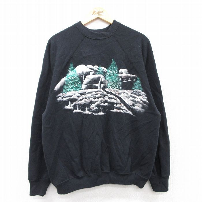L/古着 TULTEX 長袖 スウェット メンズ 90s 山 家 ラグラン クルー