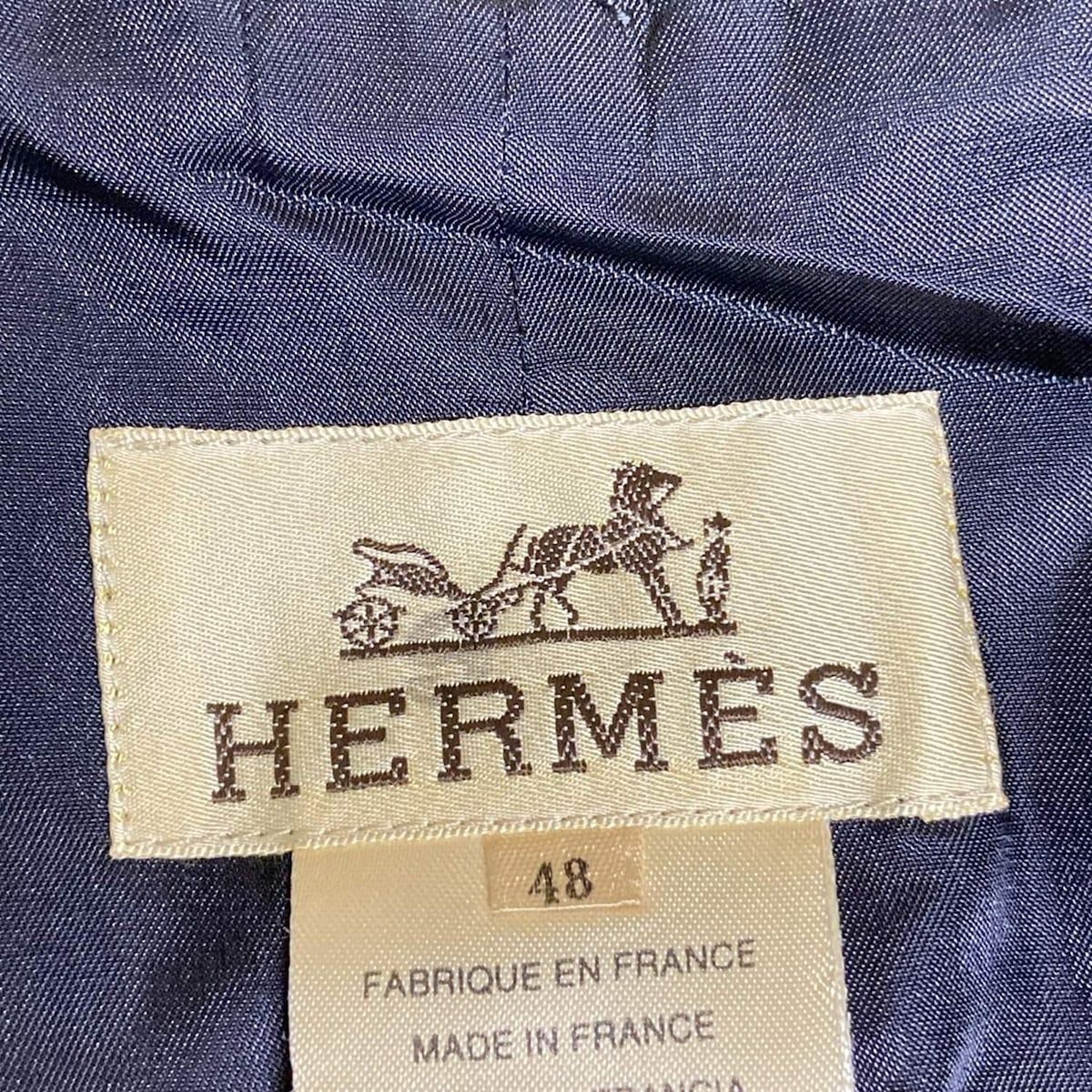 【美品】HERMES エルメス フード付きミリタリーコート ネイビー HERMES エルメス カシミア ピーコート ネイビー