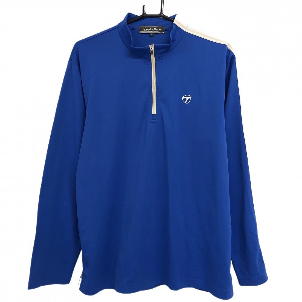 TaylorMade Golf テーラーメイド ハイネックハーフジップ長袖シャツ 超美品】テーラーメイド 長袖ハイネックシャツ ブルー×白 左袖