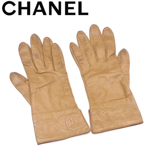 CHANEL シャネル ココマーク レザー 手袋 グローブ シャネル 手袋 グローブ ココマーク ベージュ レザーCHANEL