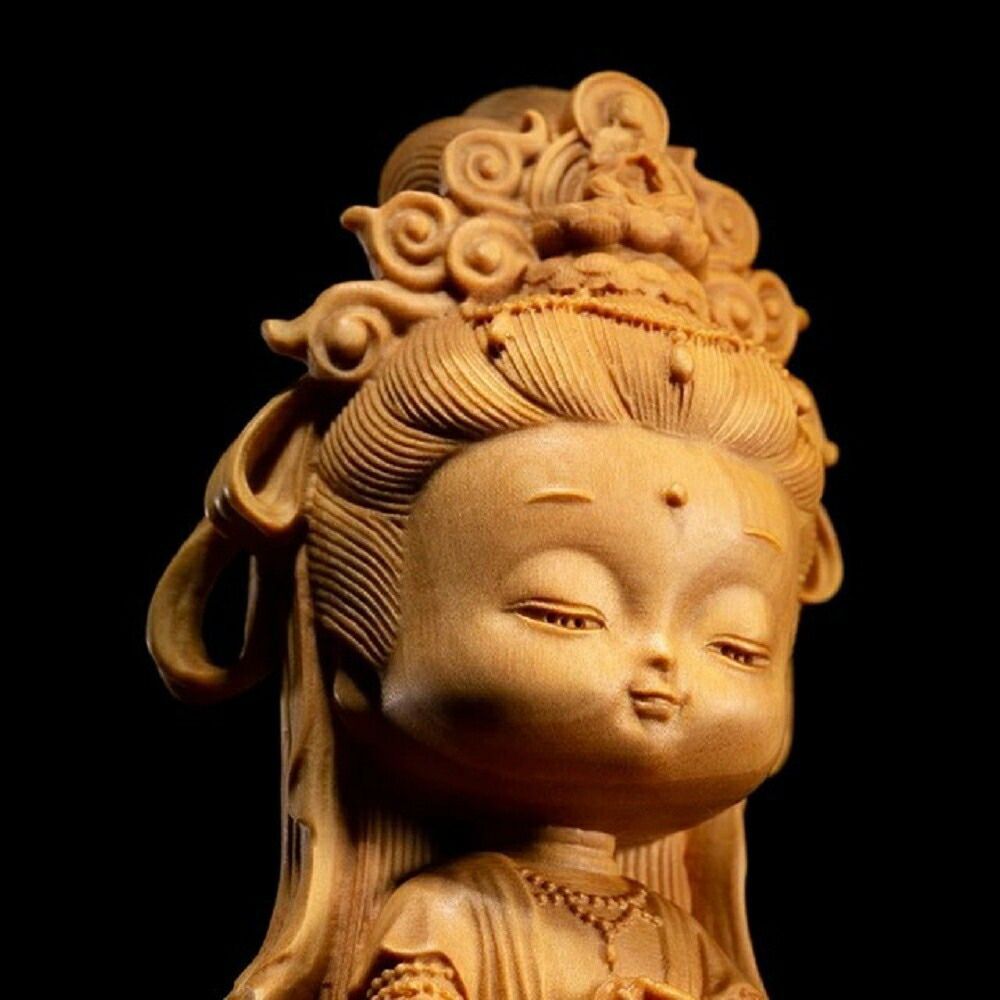 仏教美術 観音 仏像 置物 置物 仏像 二頭身 座禅菩薩 木製 観音像 彫刻 仏具 観音様 唐金