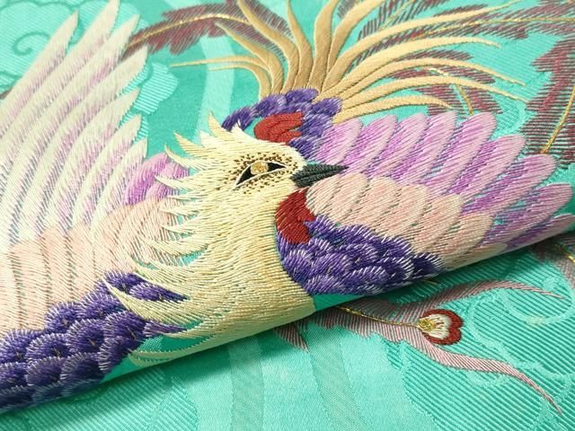 平和屋着物○アンティーク 大正ロマン 総刺繍 九寸名古屋帯 休み