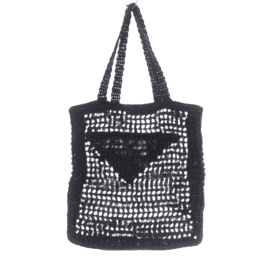 プラダ PRADA ラフィア かごバッグ ハンドバッグ トートバッグ 黒 ブラック 白 ホワイト |SR OH