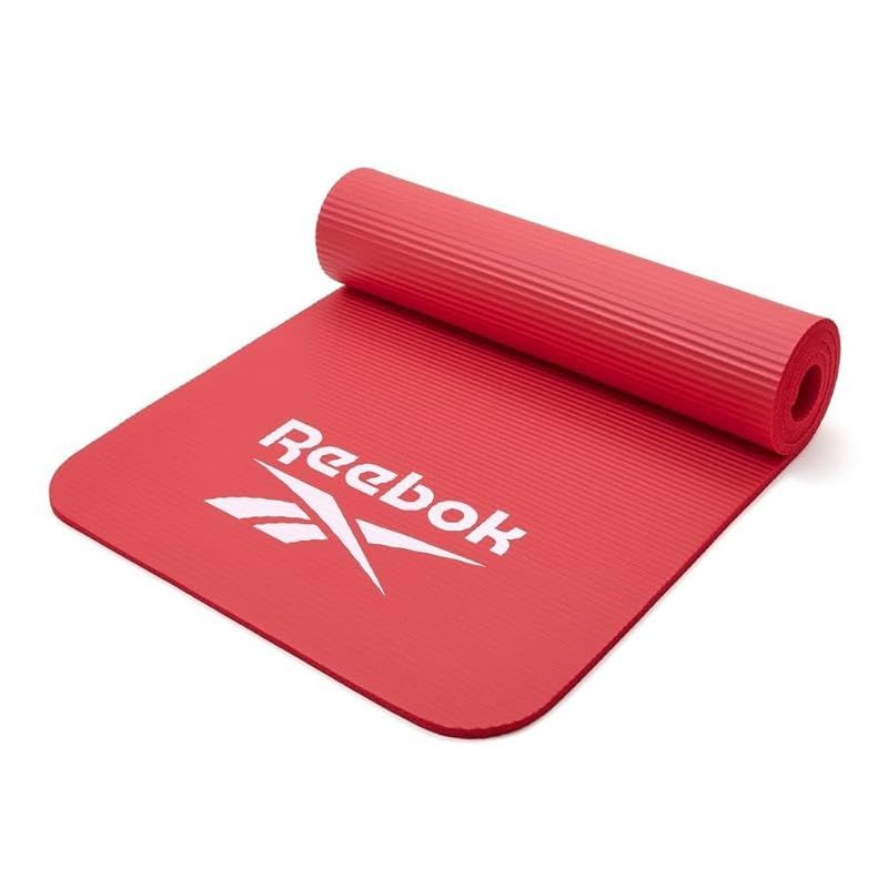 Reebok リーボック トレーニングマット 10mm ヨガマット フィットネス ヨガ ピラティス エクササイズ マット 厚め 幅広 防音 レッド