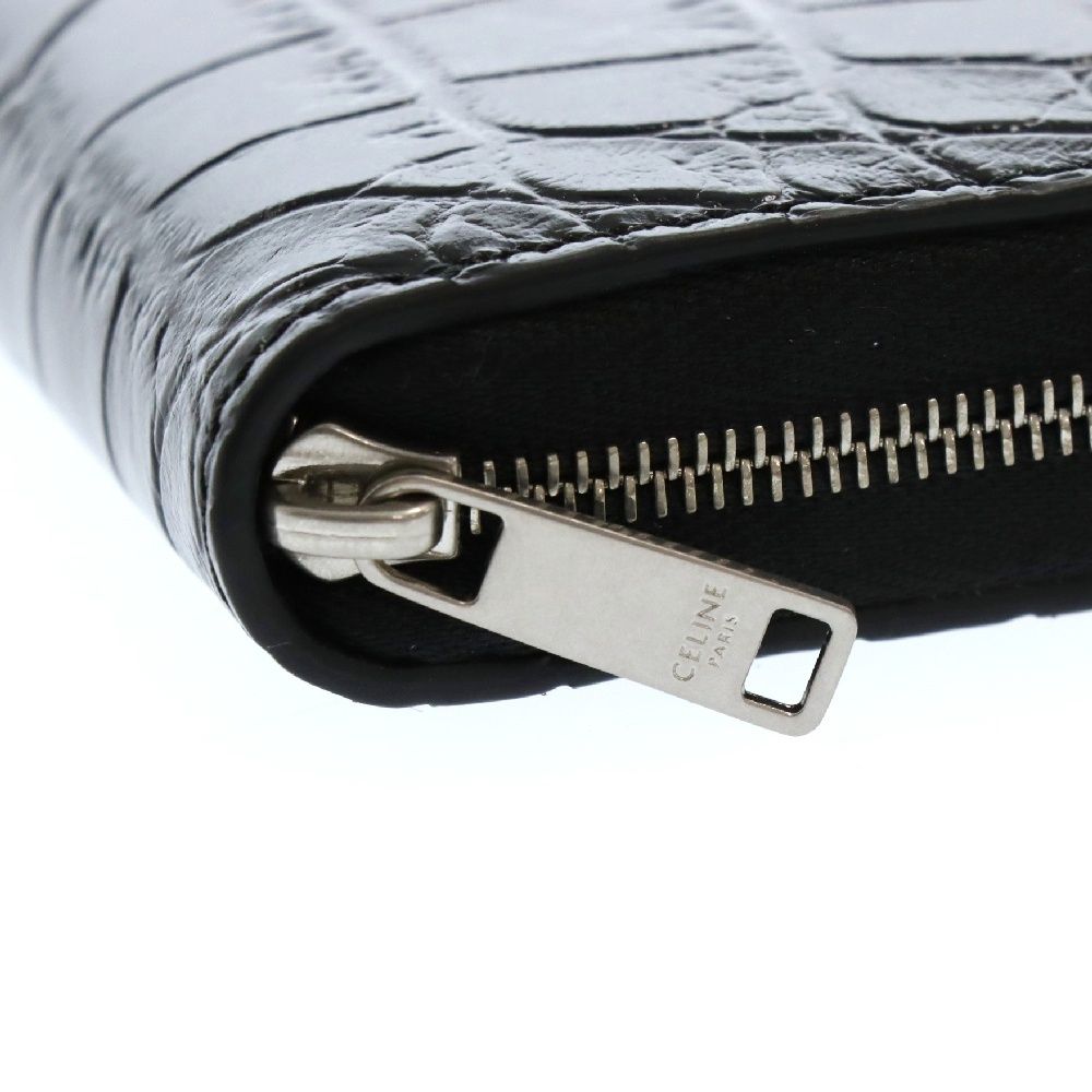 セリーヌ　長財布 ラージ ジップ　ウォレット 型押し レザー　クロコ　ブラック 楽天市場】【未使用品】セリーヌ/CELINE クロコ ラージ ジップ