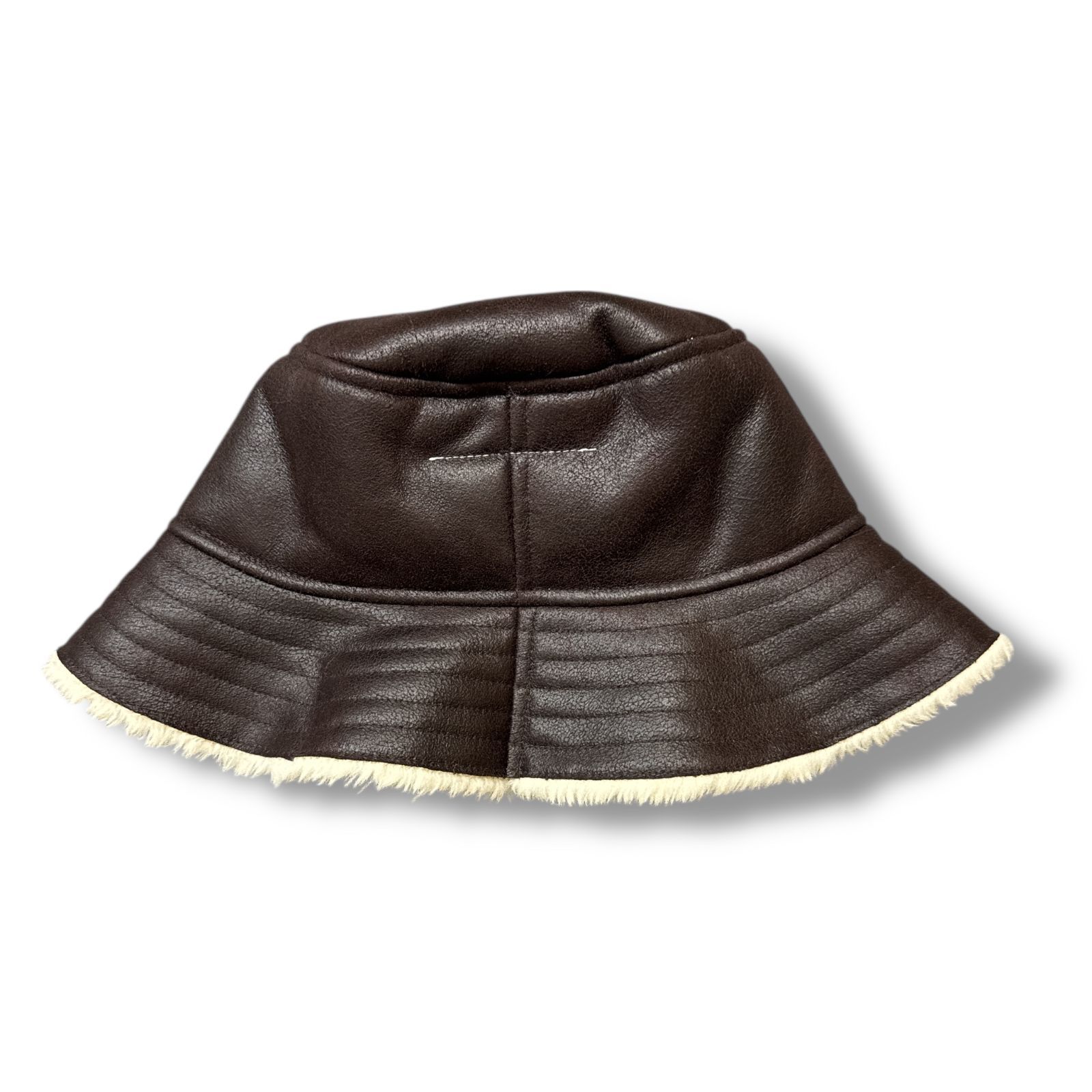 正規 参考上代34650円 MM6 Maison Margiela Junior ムートンボアバケットハット メゾンマルジェラ エムエムシックス M60262_MM066 ブラウン 3 96552A6