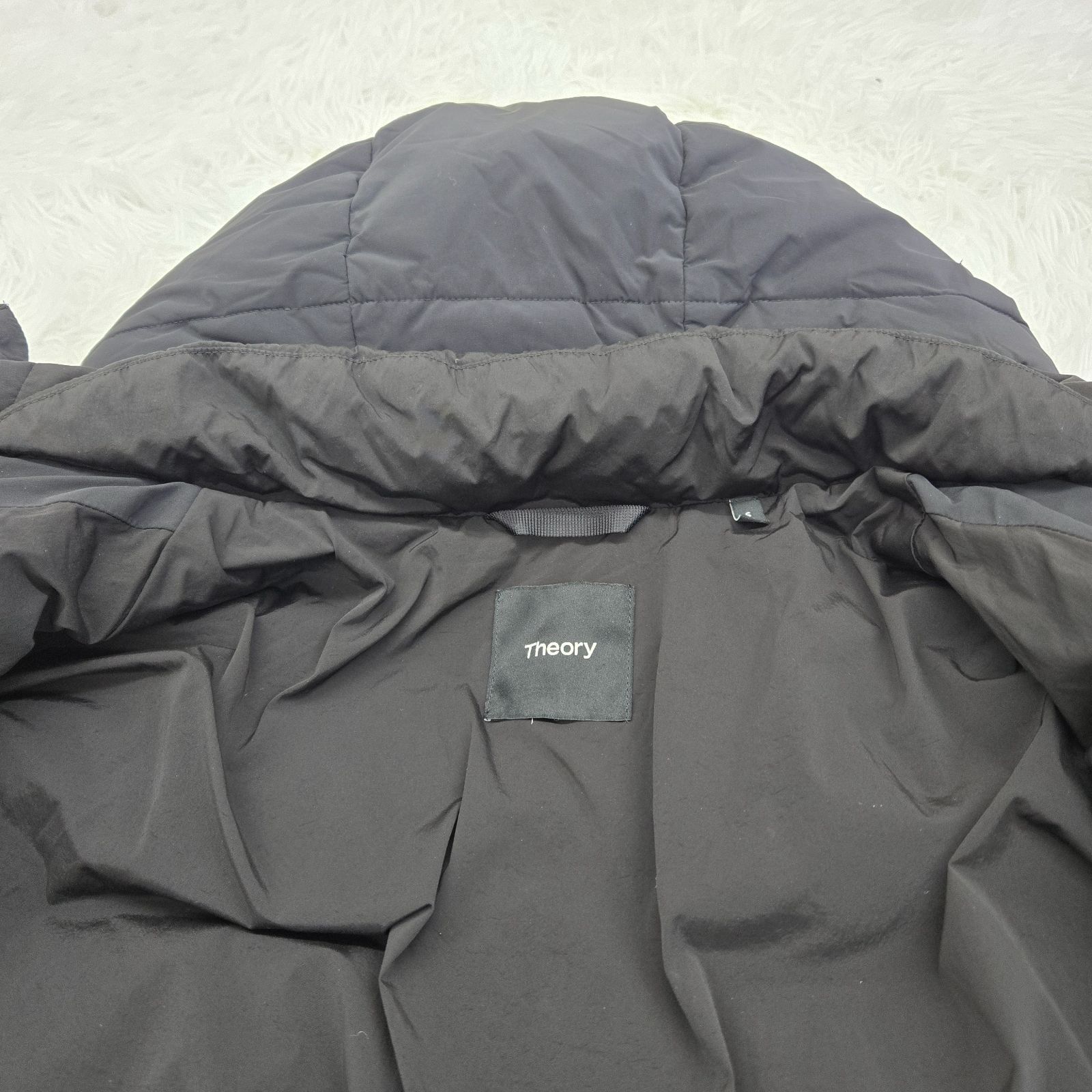 セオリー ダウンジャケット フード ダブルファスナー S ブラック
