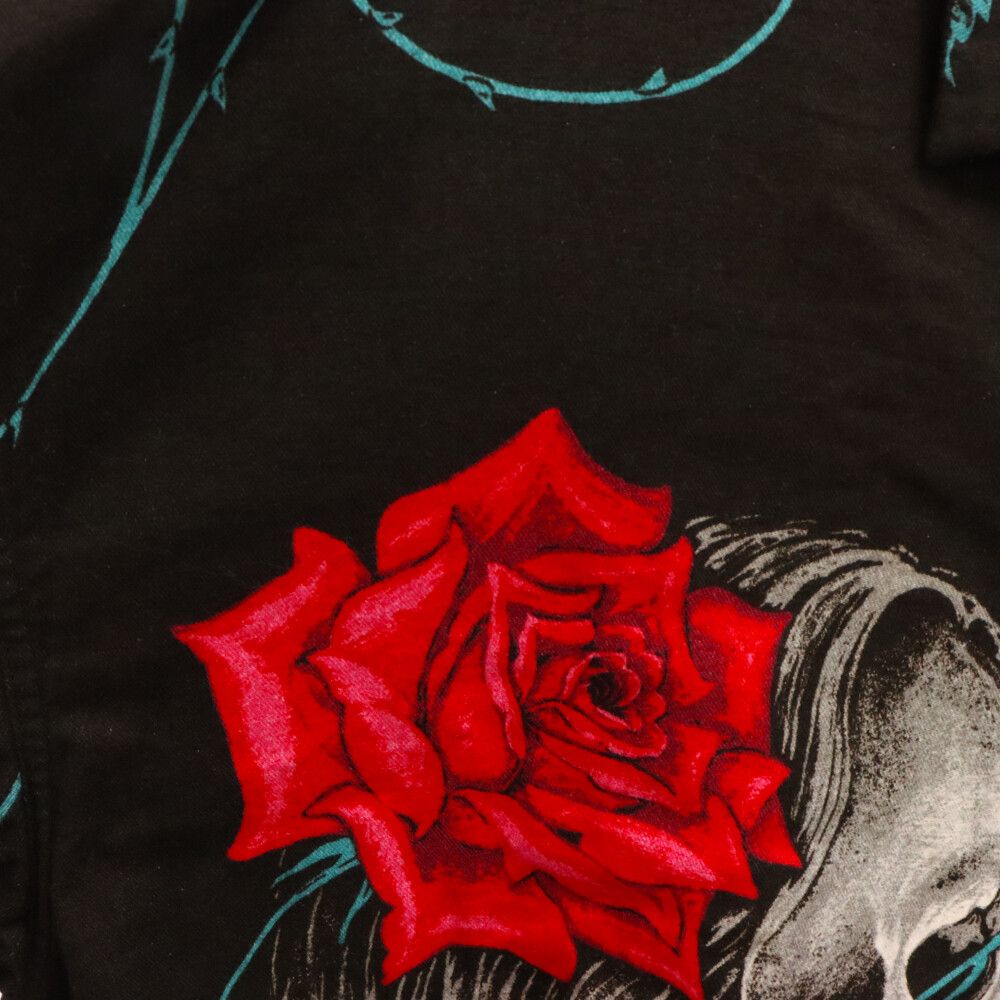 YohjiYamamoto 23ss スカルローズTシャツ 髑髏&薔薇&有刺鉄線 