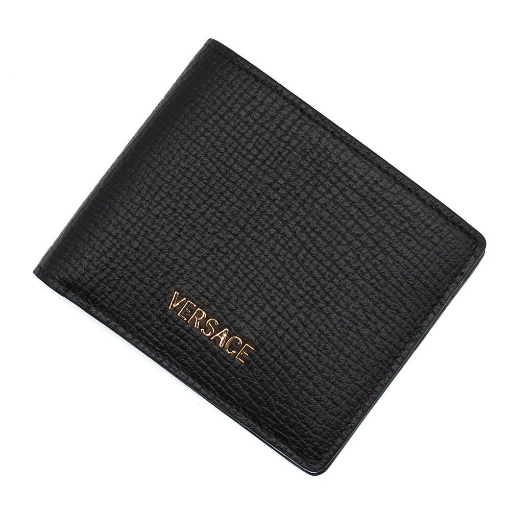 VERSACE ヴェルサーチ 二つ折り財布 ロゴ レザー DPU2463-1A13695-1B00V svs007 BLACK ブラック
