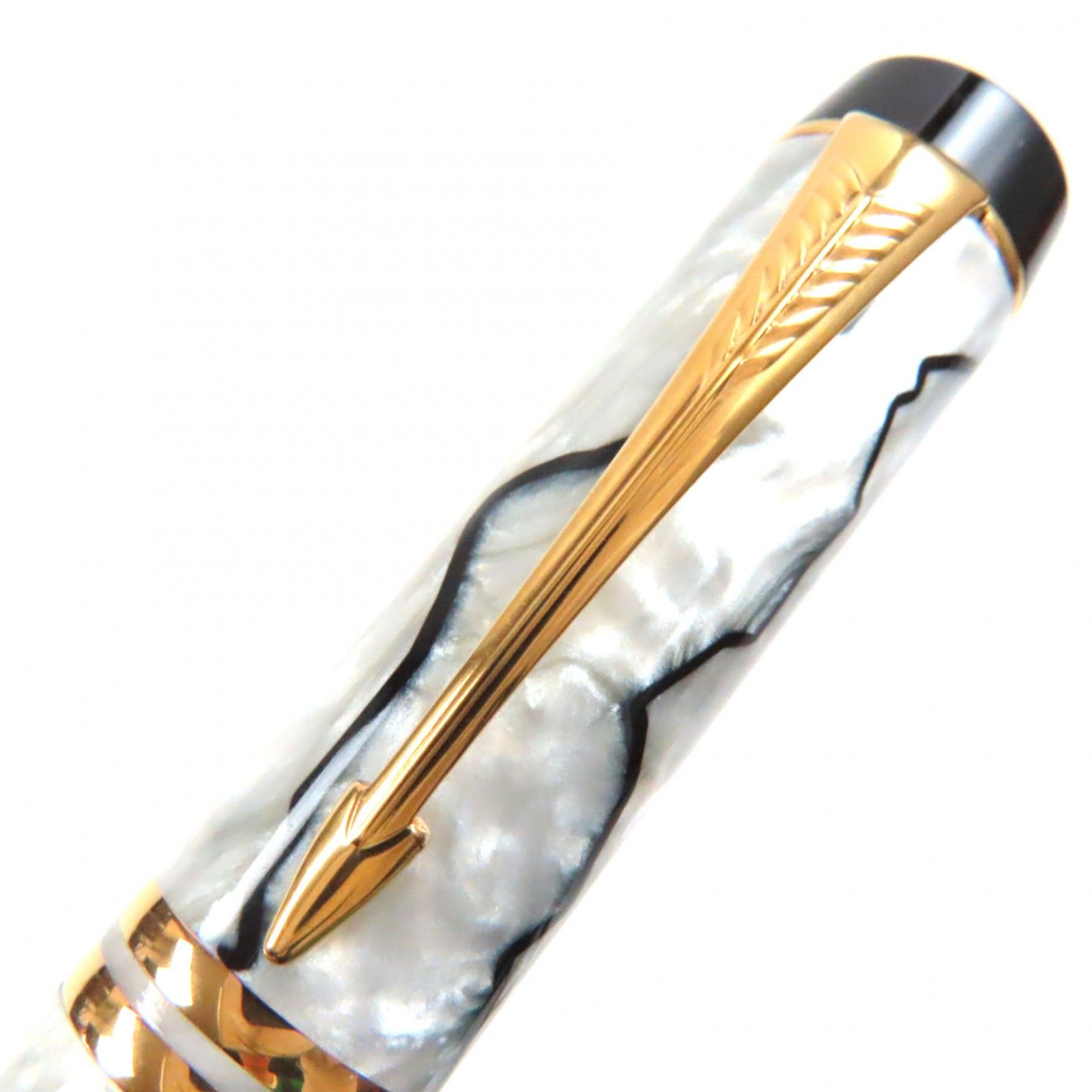 極美品▼PARKER パーカー デュオ フィールド センテニアル 初期型(1980～1990年代) 18K Mニブ 万年筆 パールホワイト ブラック ゴールド UK製 メンズ 極美品▽PARKER パーカー デュオ フィールド センテニアル 初期型(1980